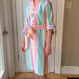 Vintage pastel stripe shirt dress